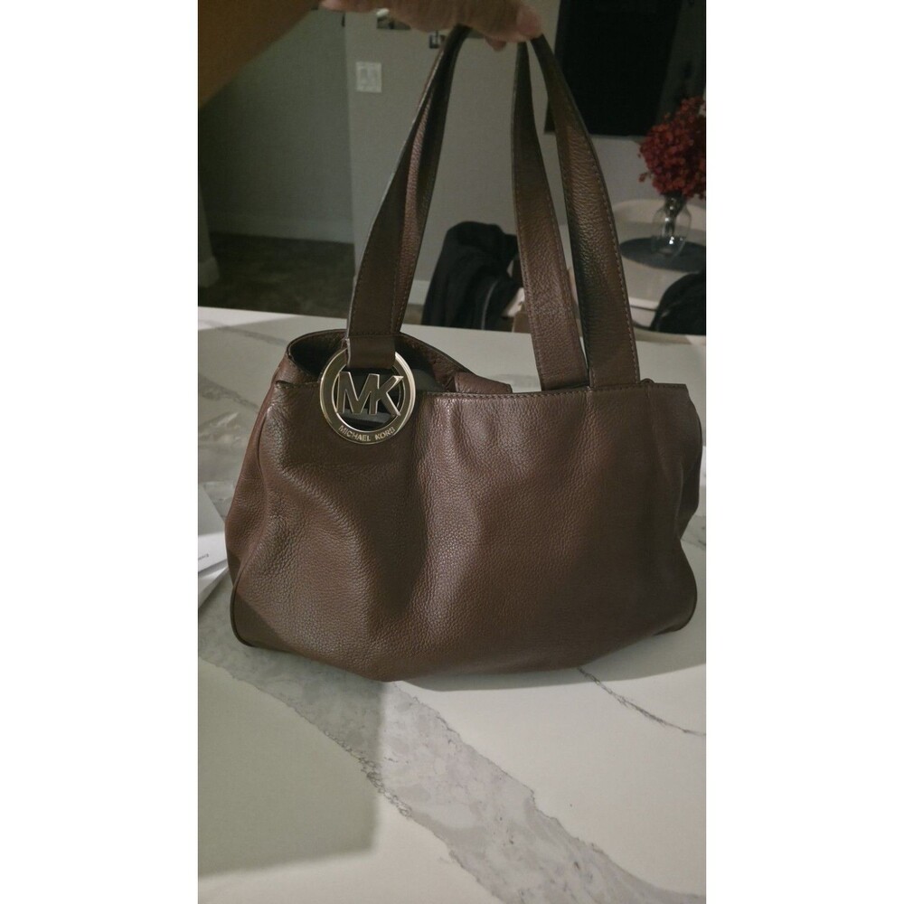 Michael Kors MK SIDE LOGO Fulton Pebbled Leather Hobo SATCHEL Shoulder Bag